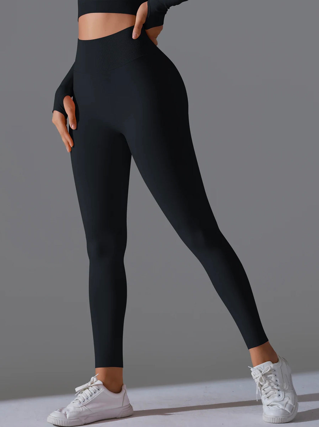 High Waisted Tummy Control Butt Lifting Ribbed Gym Leggings