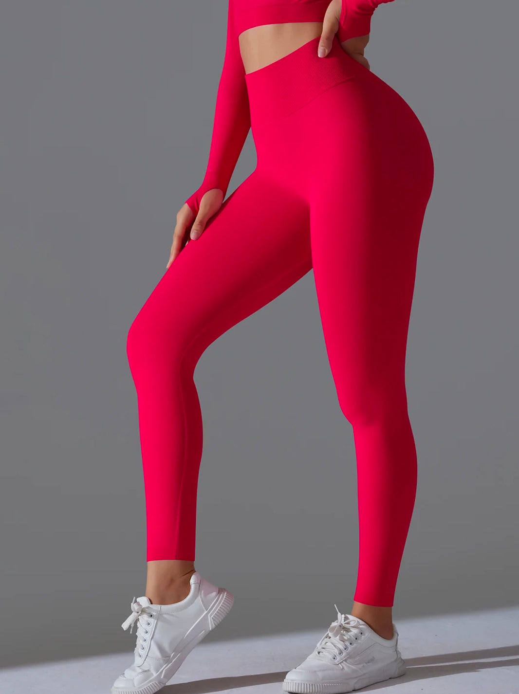 High Waisted Tummy Control Butt Lifting Ribbed Gym Leggings