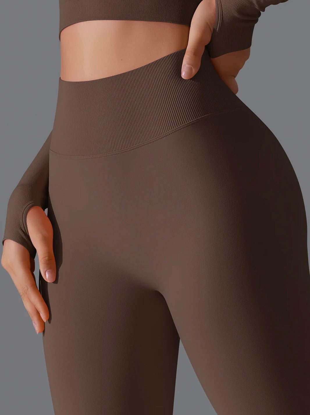 High Waisted Tummy Control Butt Lifting Ribbed Gym Leggings