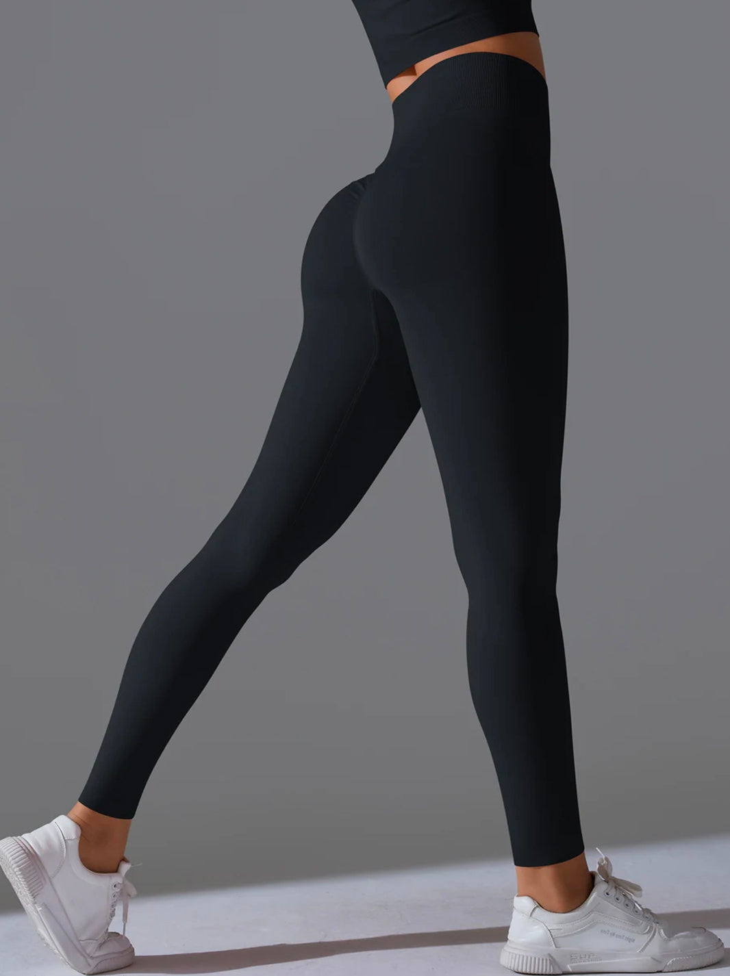 High Waisted Tummy Control Butt Lifting Ribbed Gym Leggings