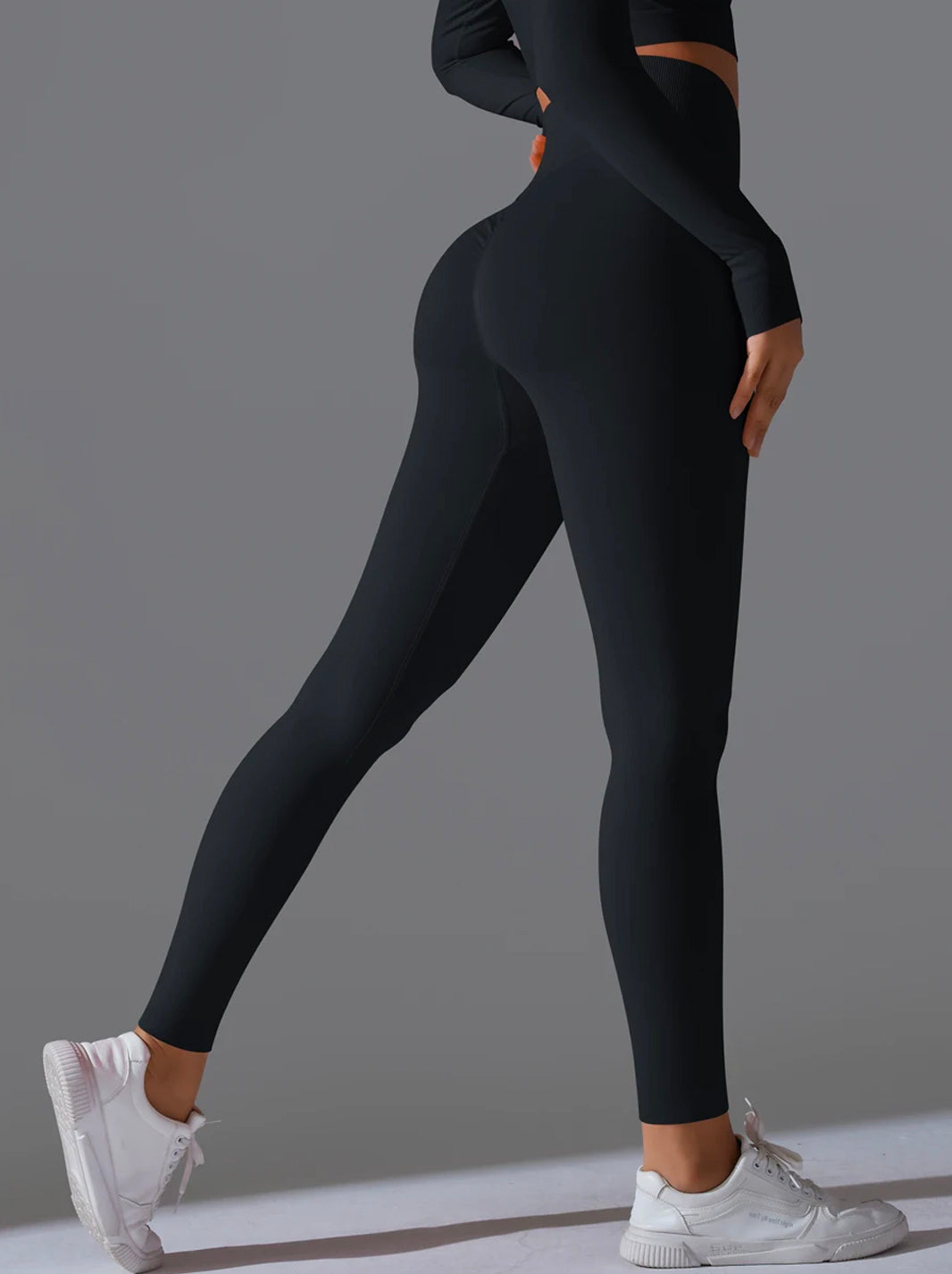 High Waisted Tummy Control Butt Lifting Ribbed Gym Leggings