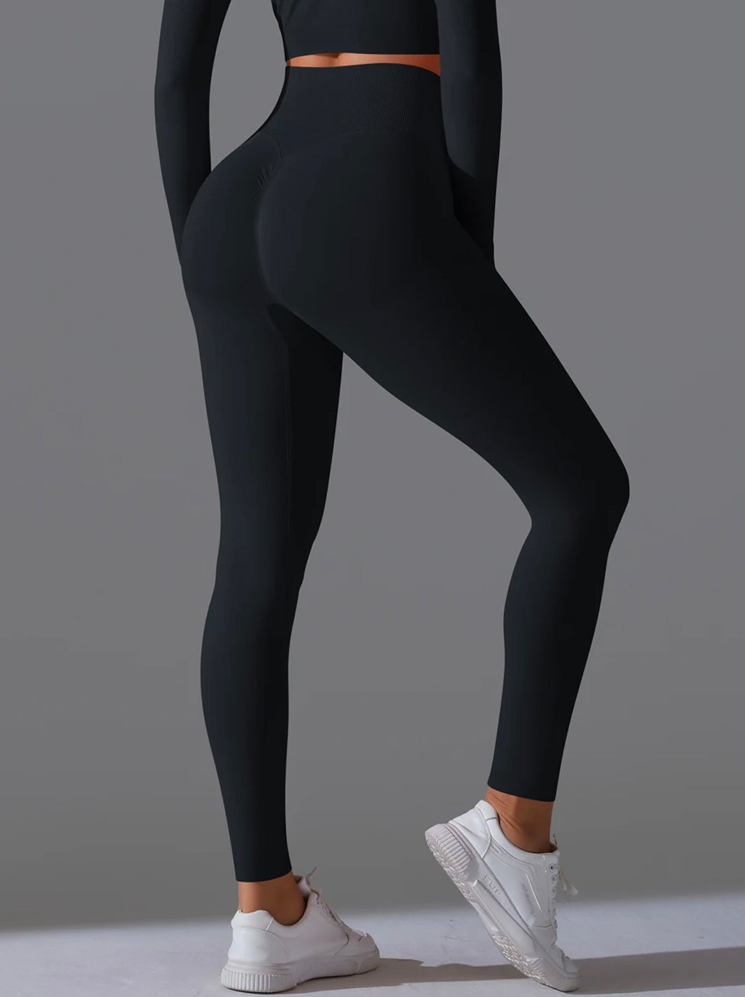 High Waisted Tummy Control Butt Lifting Ribbed Gym Leggings