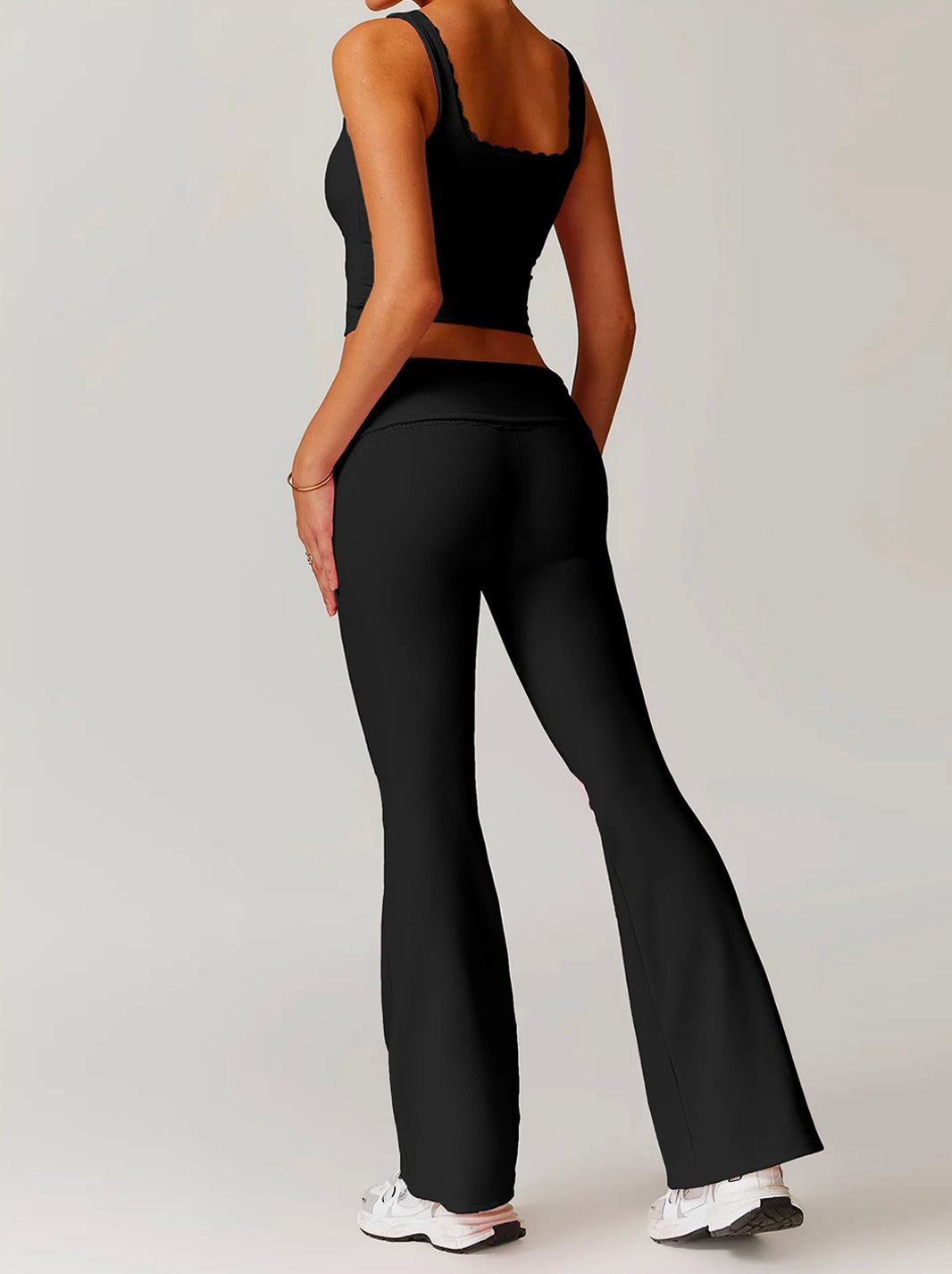 Black Hip Lifting Flared Pants