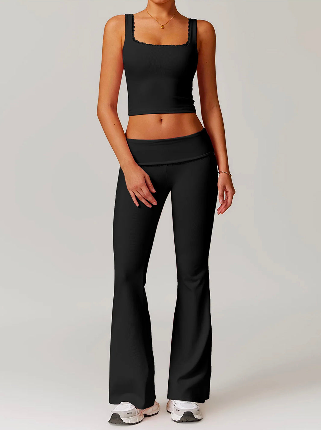 Black Hip Lifting Flared Pants