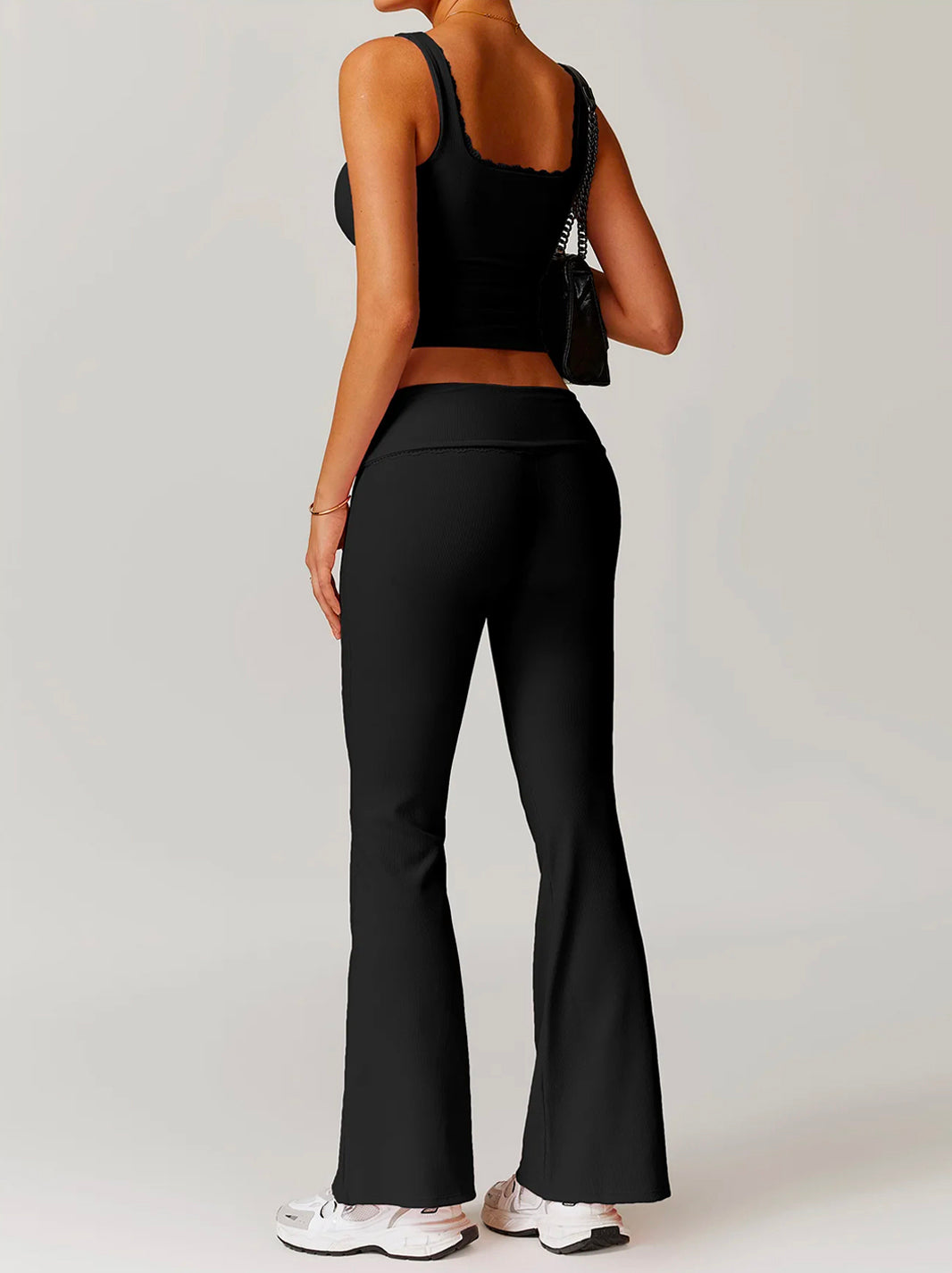 Black Hip Lifting Flared Pants