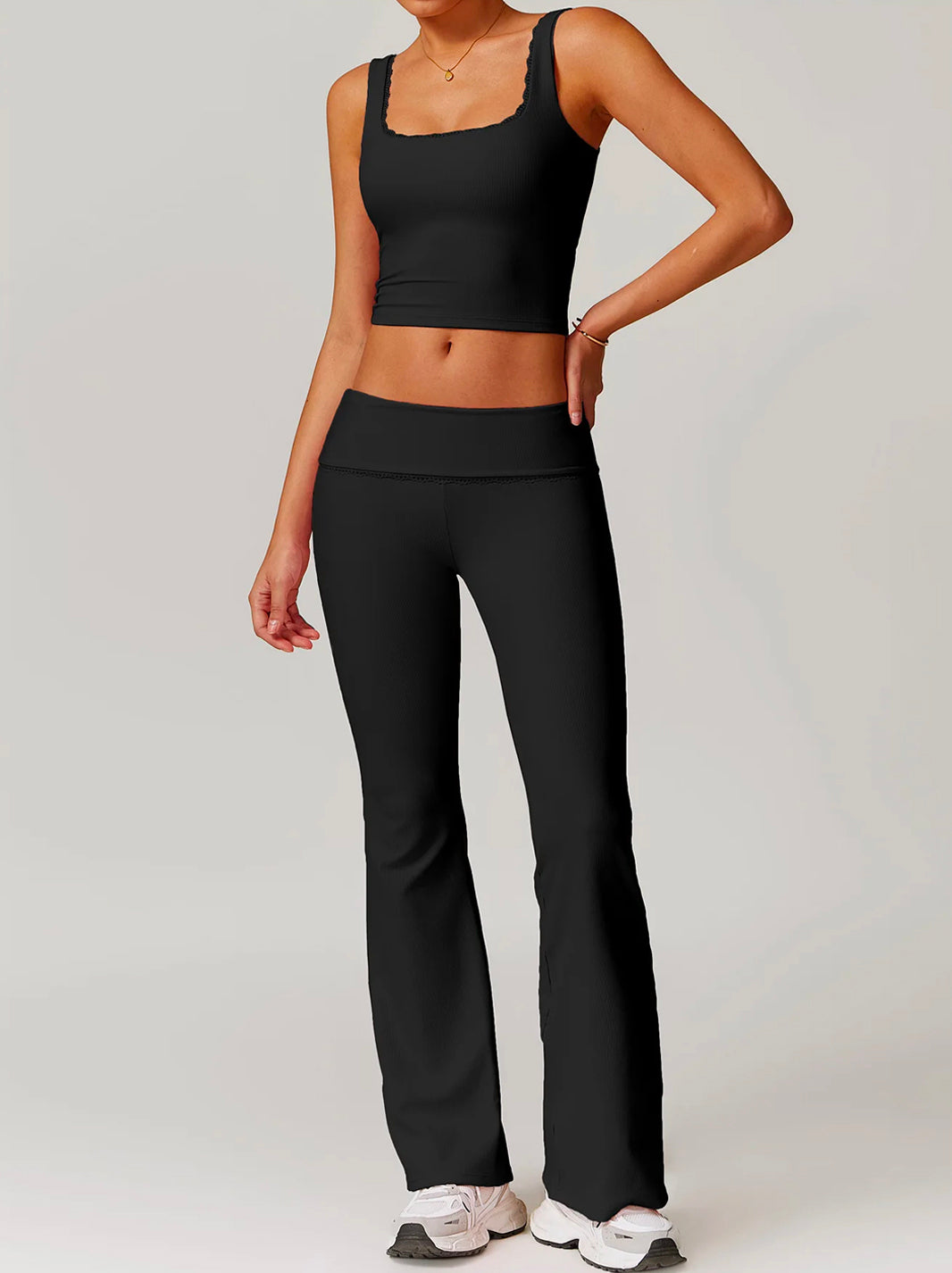 Black Hip Lifting Flared Pants