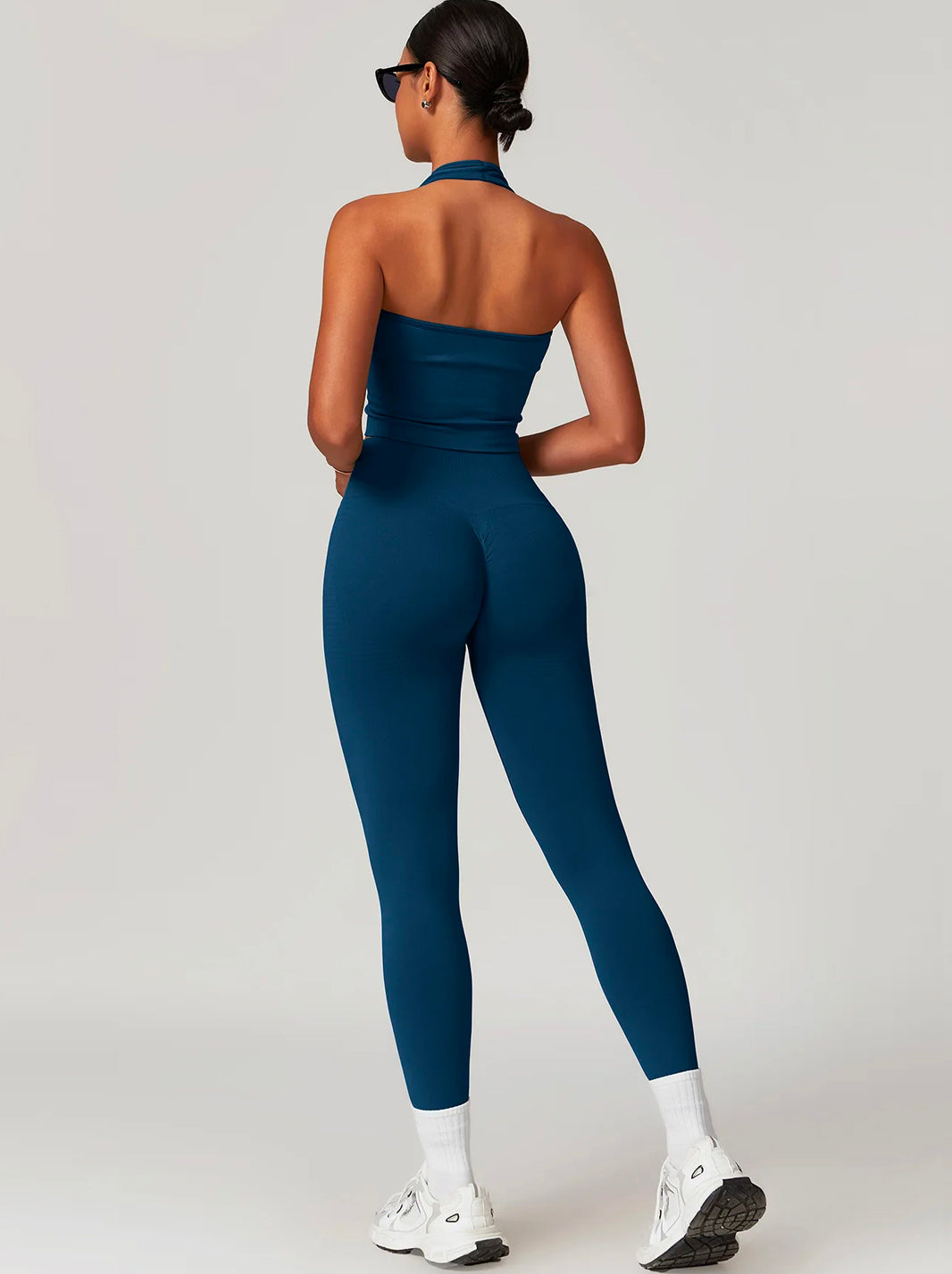 2 Pieces Seamless V Neck Crop Top & High Waisted Leggings