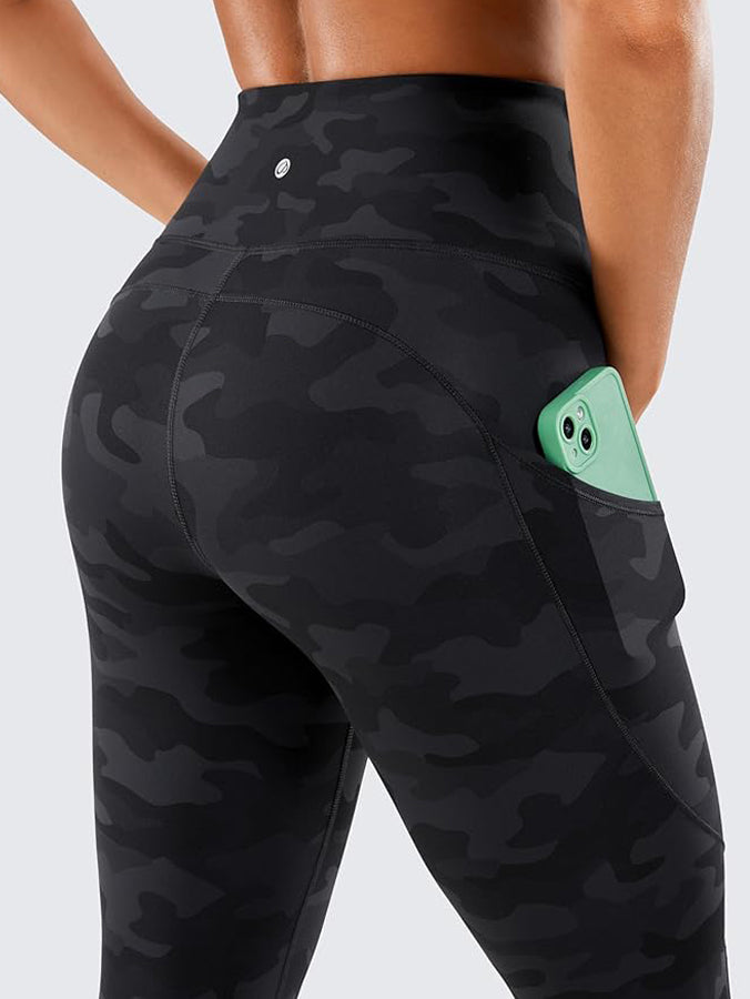 Camo High-Waisted Naked Feeling Gym Leggings with Pockets - Squat Proof Yoga Pants, 25"