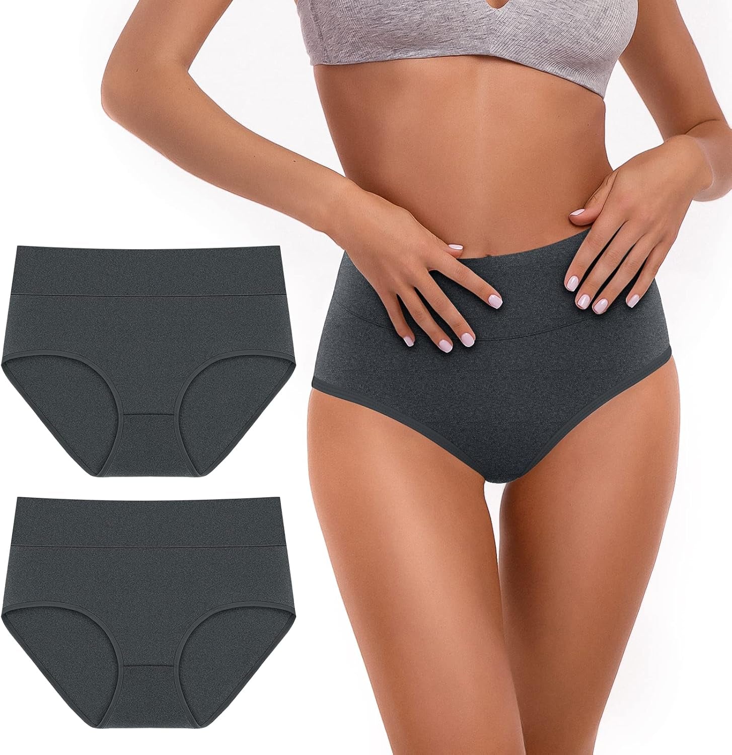 2 Pack Ladies High Waisted Cotton Knickers - Full Coverage Underwear