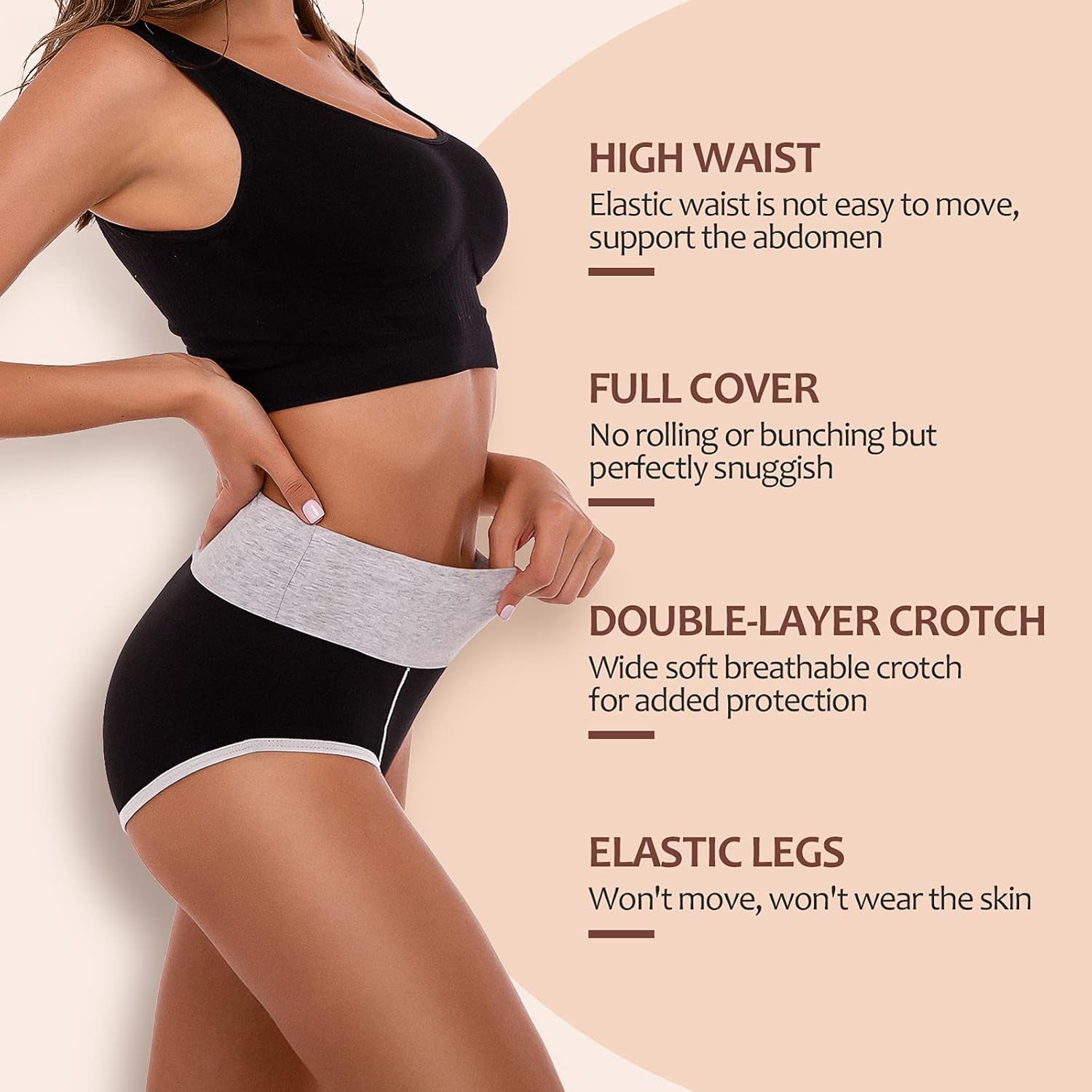 2 Pack Ladies High Waisted Cotton Knickers - Full Coverage Underwear