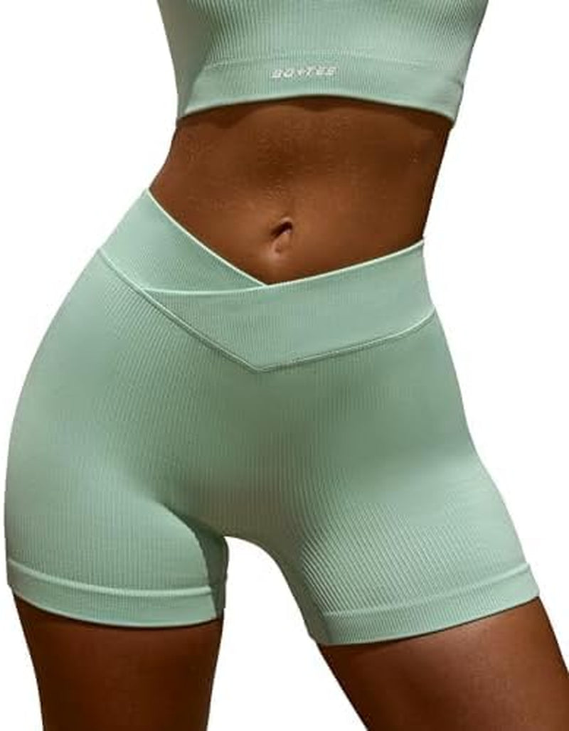 Bo+Tee High Waist Gym Shorts - Squat-Proof & Stretchy Yoga Shorts