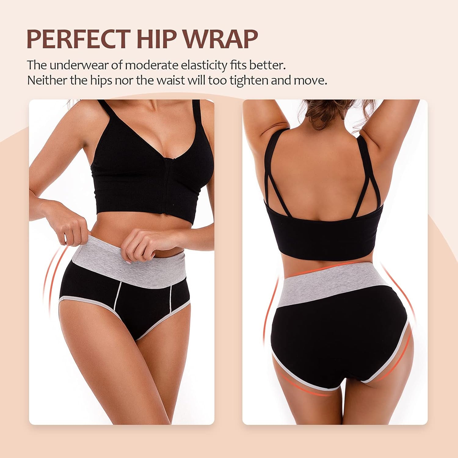 2 Pack Ladies High Waisted Cotton Knickers - Full Coverage Underwear