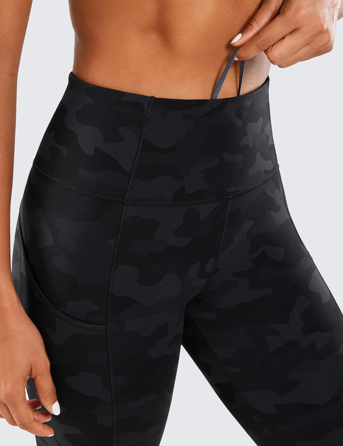 Camo High-Waisted Naked Feeling Gym Leggings with Pockets - Squat Proof Yoga Pants, 25"