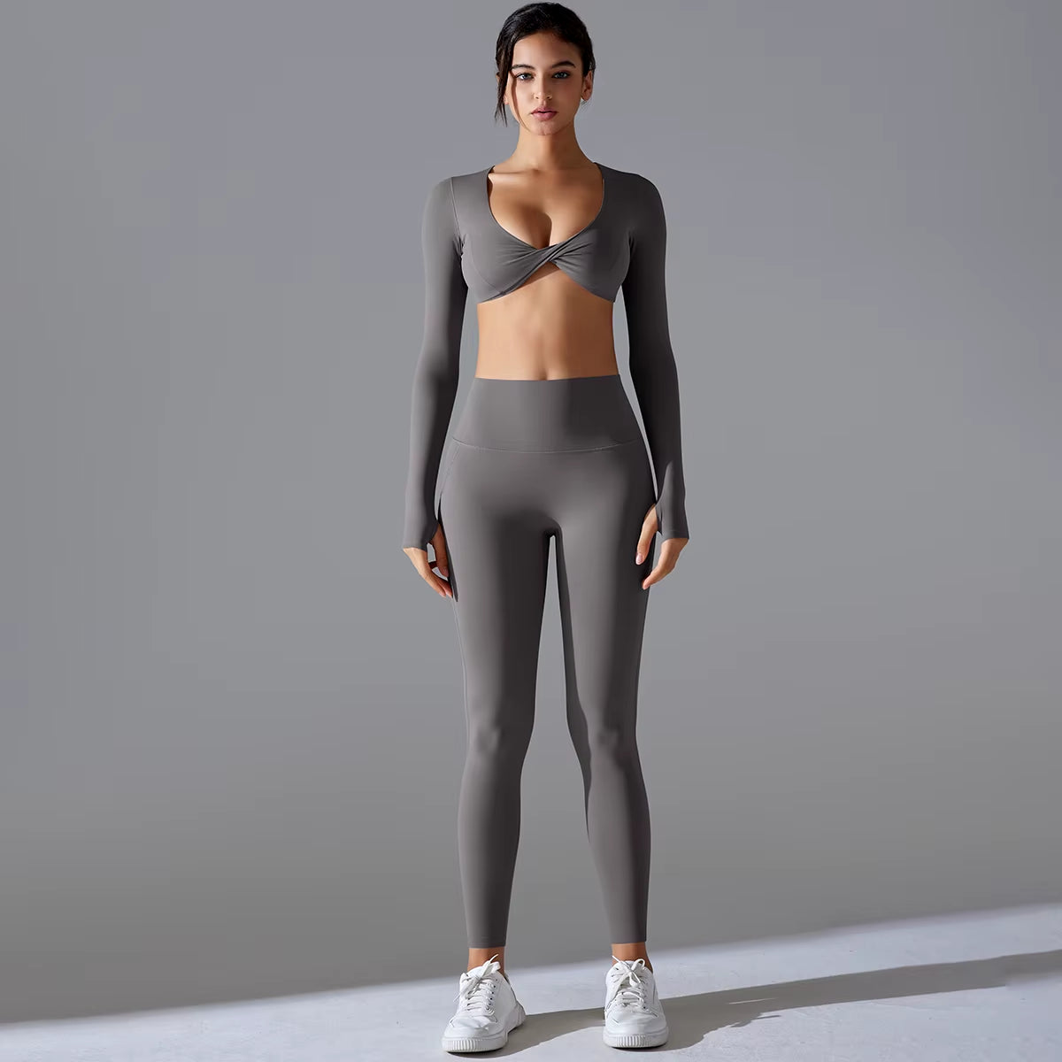  Seamless Nylon Yoga Set – High-Waist Pants & High-Impact Bra