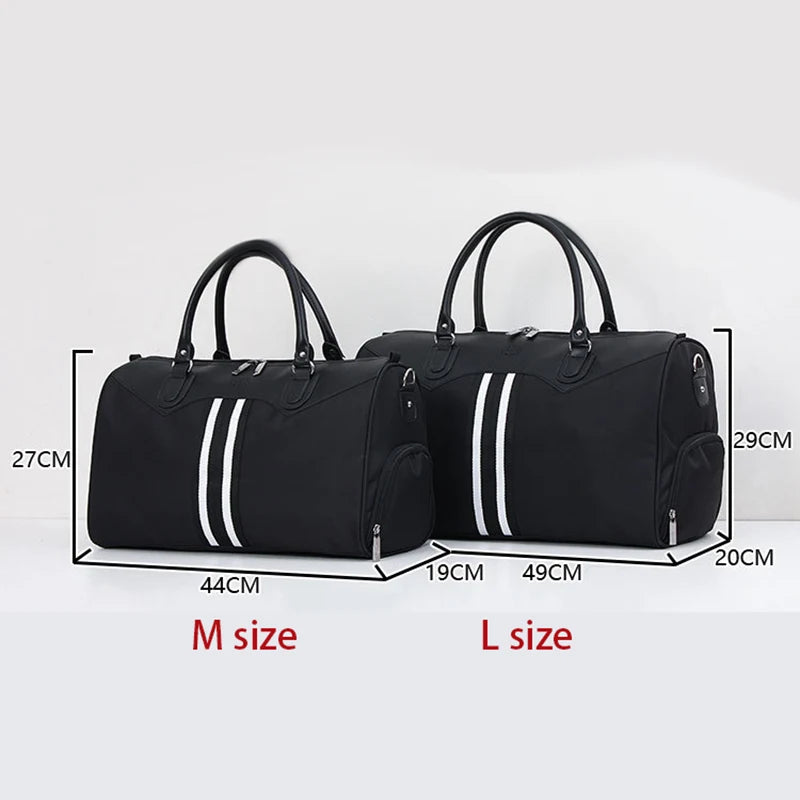 Black Waterproof Large Gym Bag with Shoes Storage