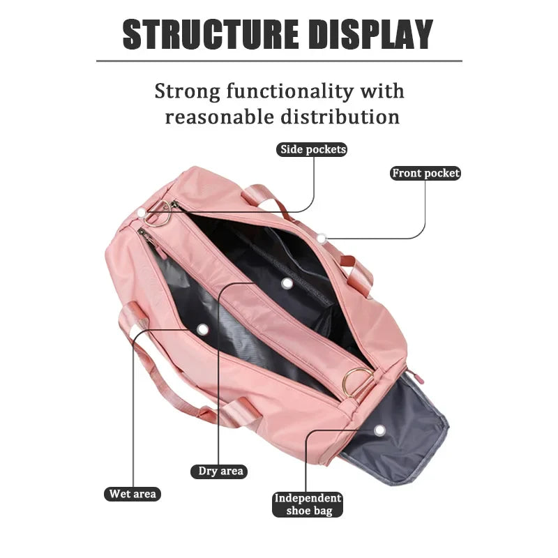 Pink Dry Wet Multifunction Gym Bag