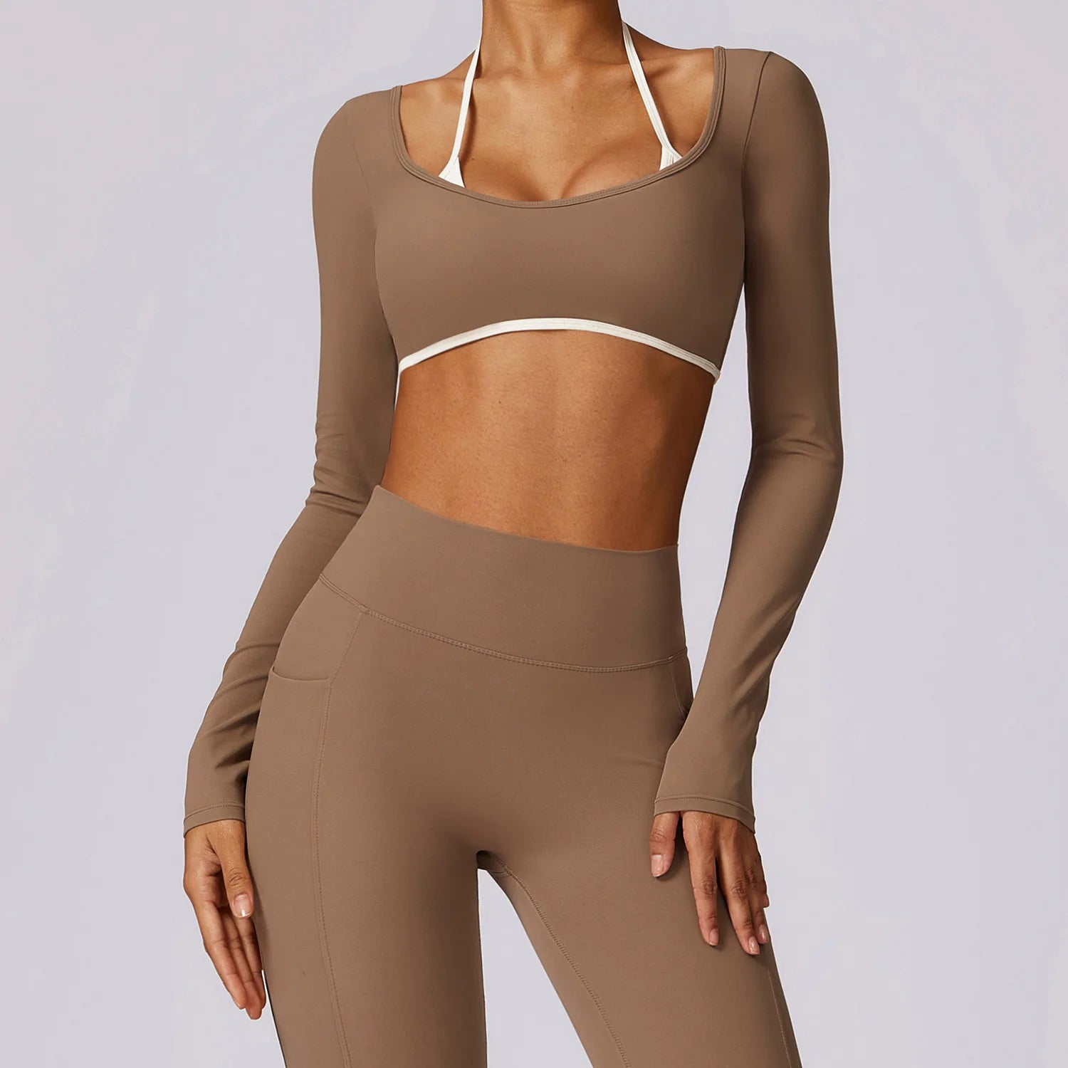  High Elastic Breathable Long Sleeve Quick Dry Crop Top