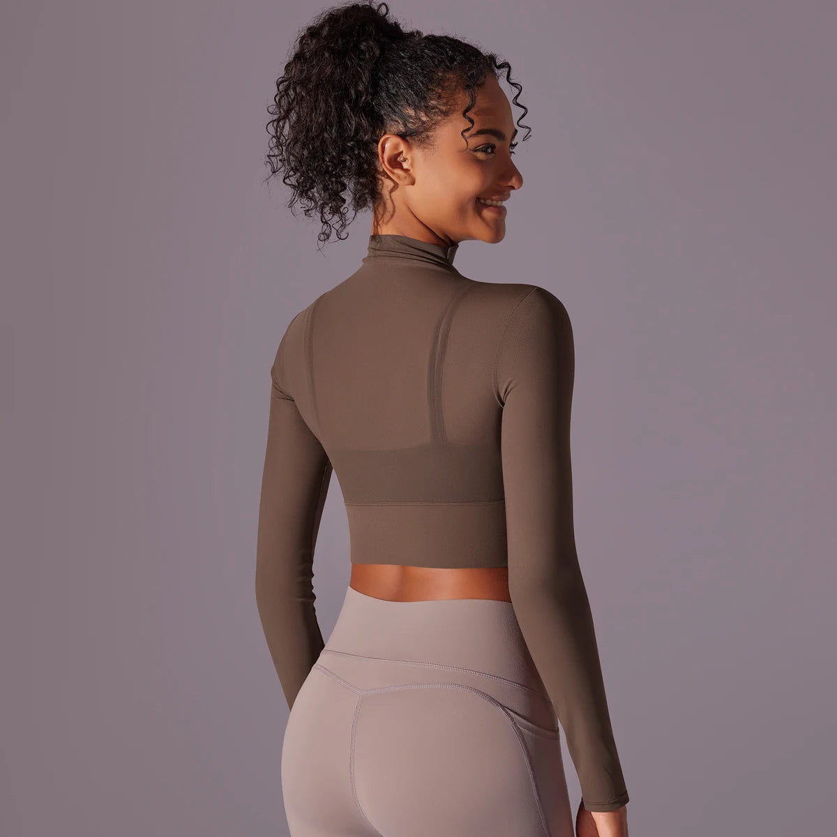 Mesh Long Sleeve Cropped Gym Top