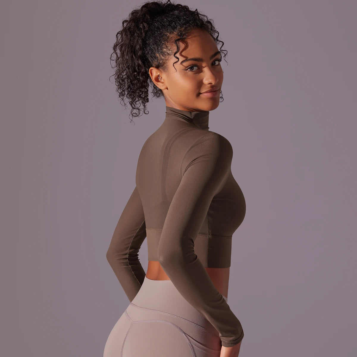 Mesh Long Sleeve Cropped Gym Top