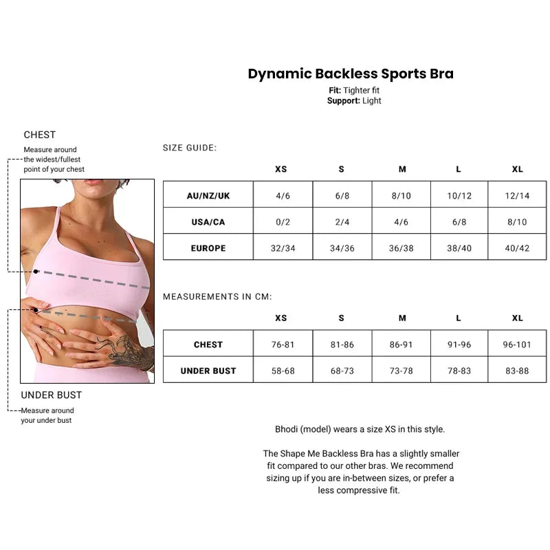 Dynamic Backless Sports Bra – Seamless, Breathable, and Adjustable for Ultimate Comfort