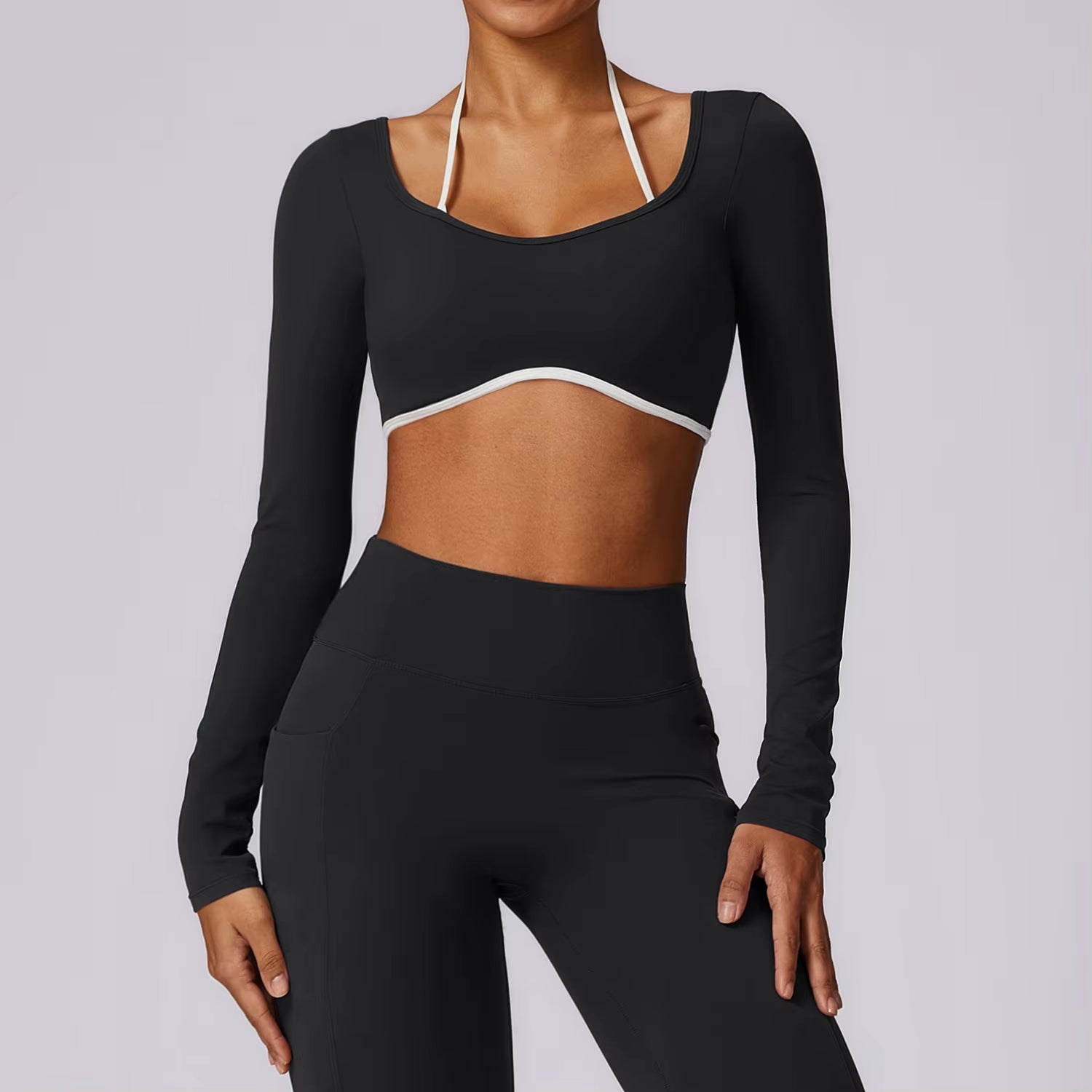  High Elastic Breathable Long Sleeve Quick Dry Crop Top