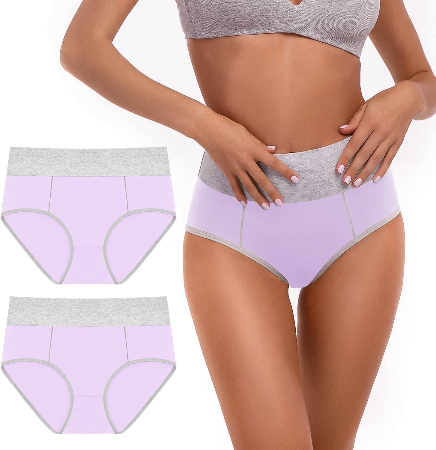 2 Pack Ladies High Waisted Cotton Knickers - Full Coverage Underwear