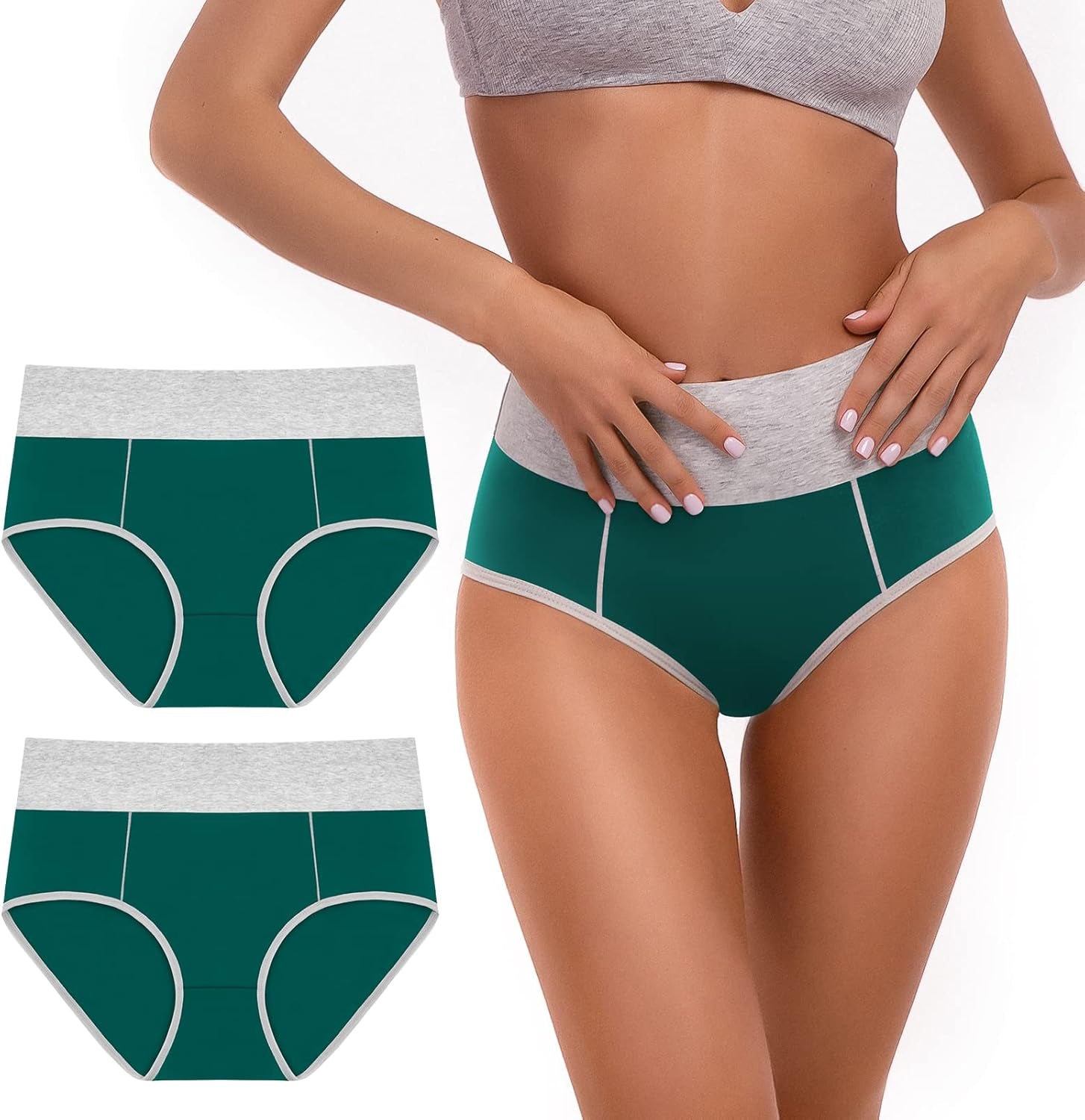 2 Pack Ladies High Waisted Cotton Knickers - Full Coverage Underwear