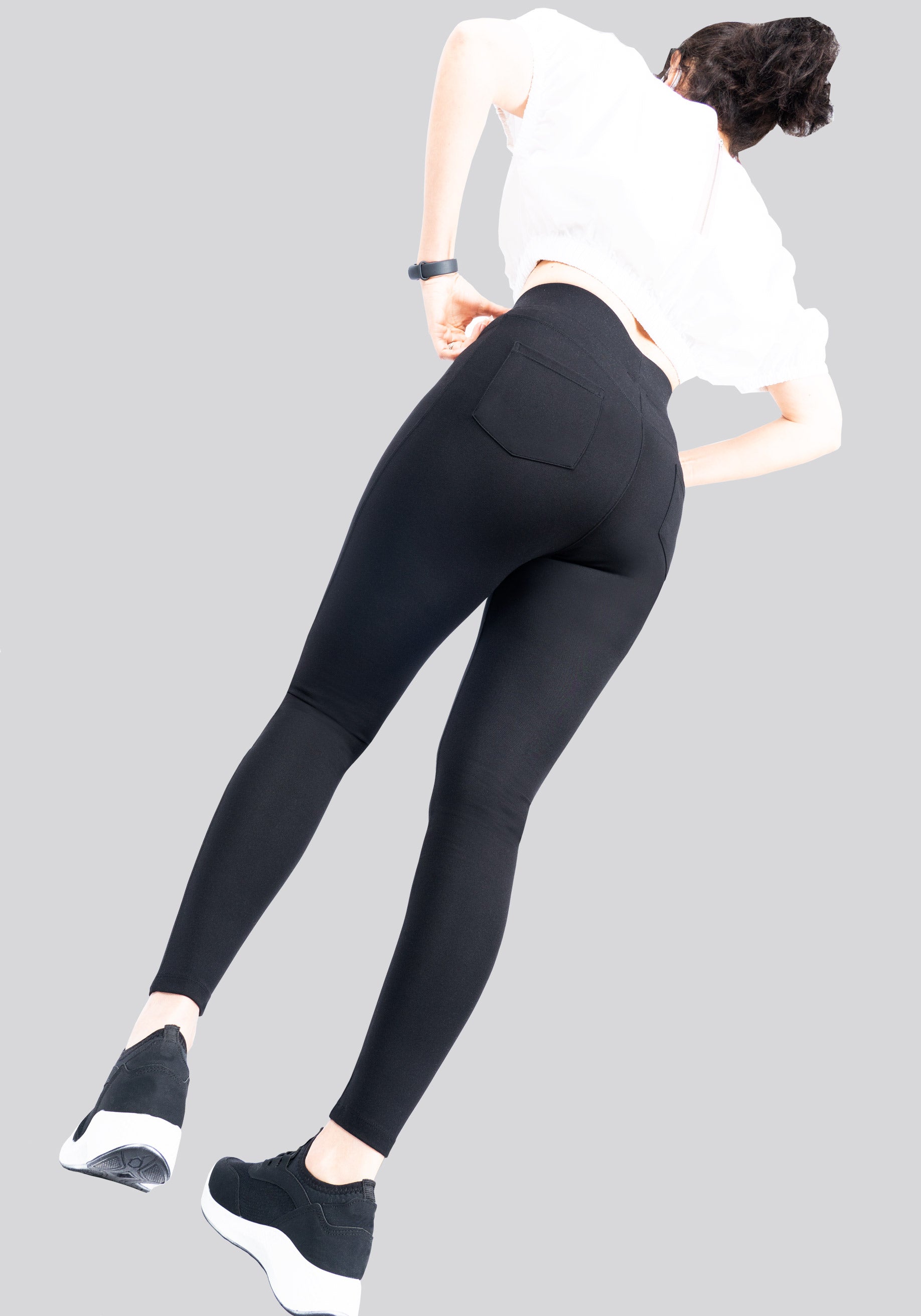 fasheon Black Back Pocket High Waisted Leggings