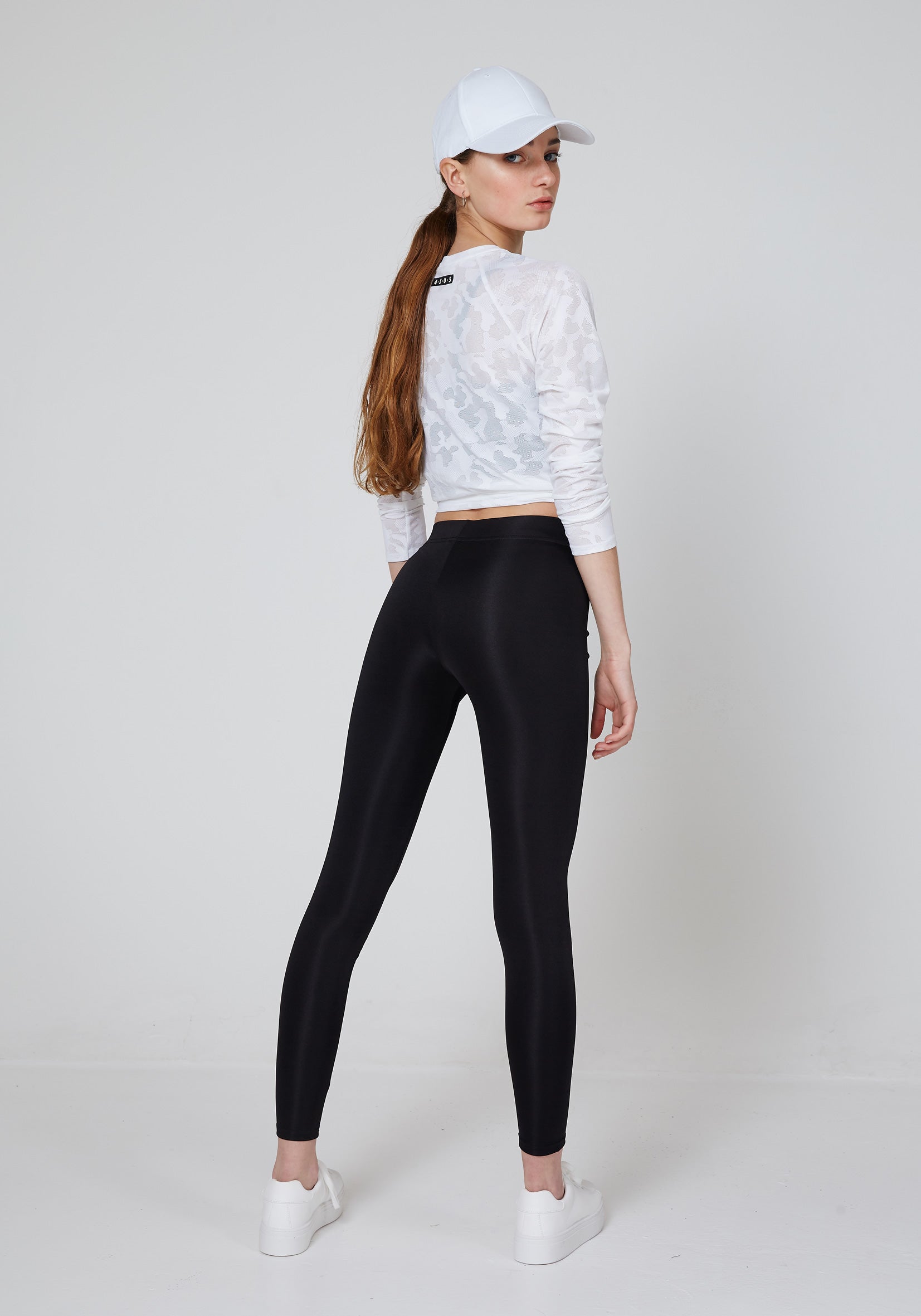 fasheon Black Shiny Slogan Leggings