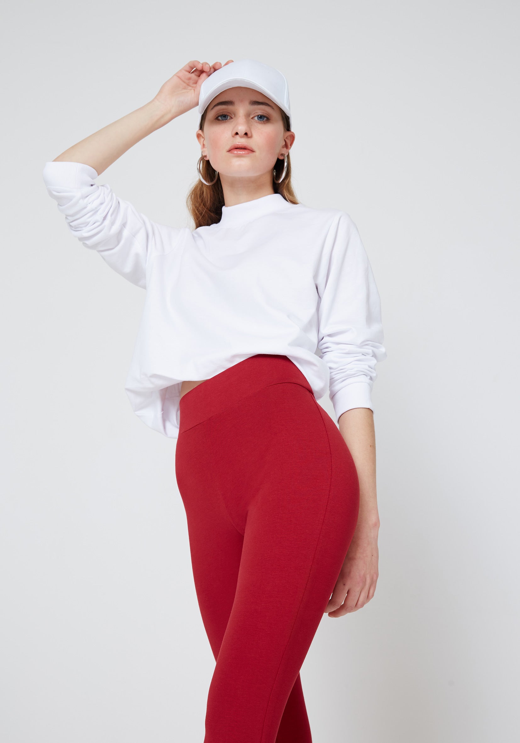 fasheon Red Classic High Waisted Leggings