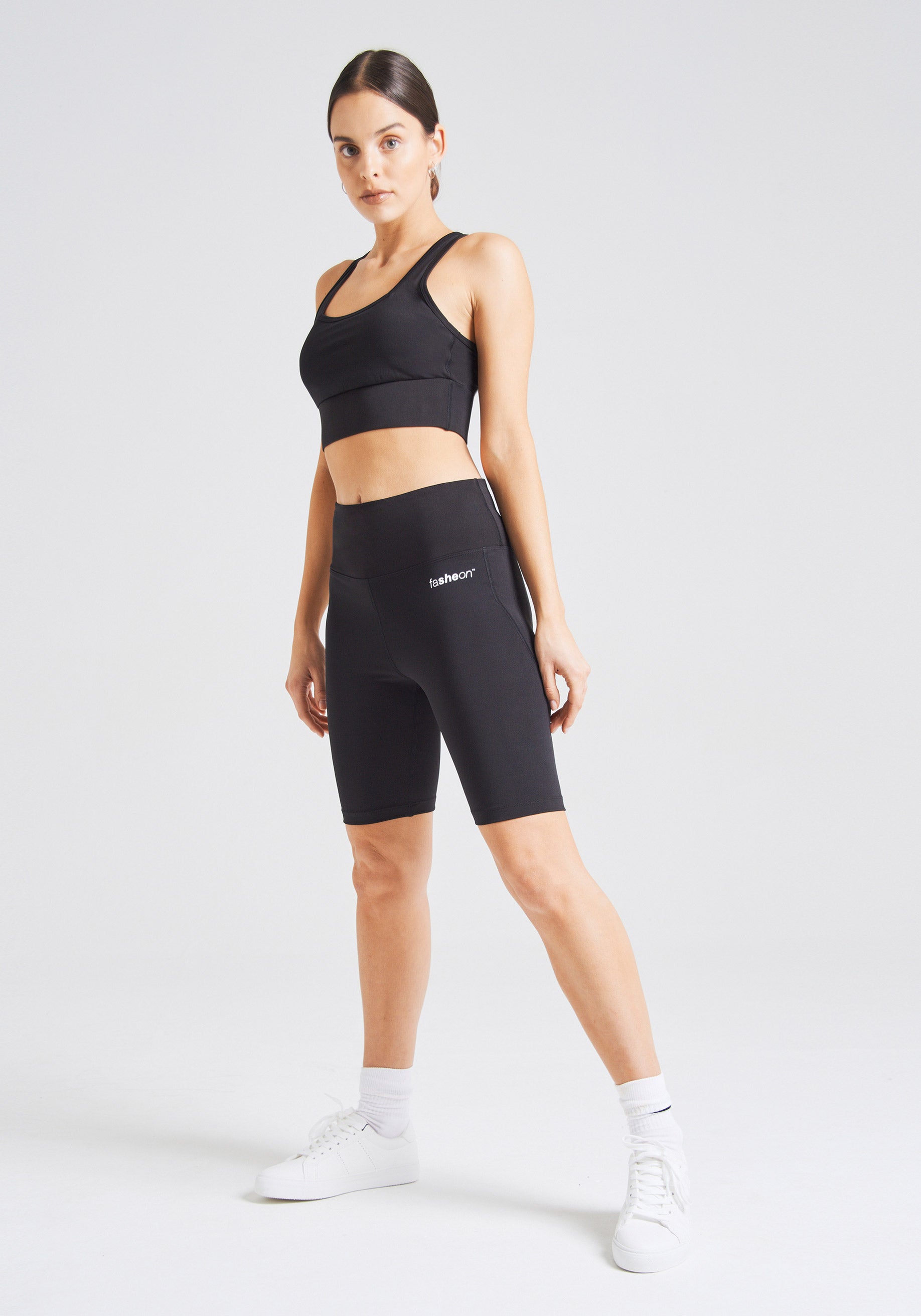 fasheon Black Basic High Waisted Sports Shorts