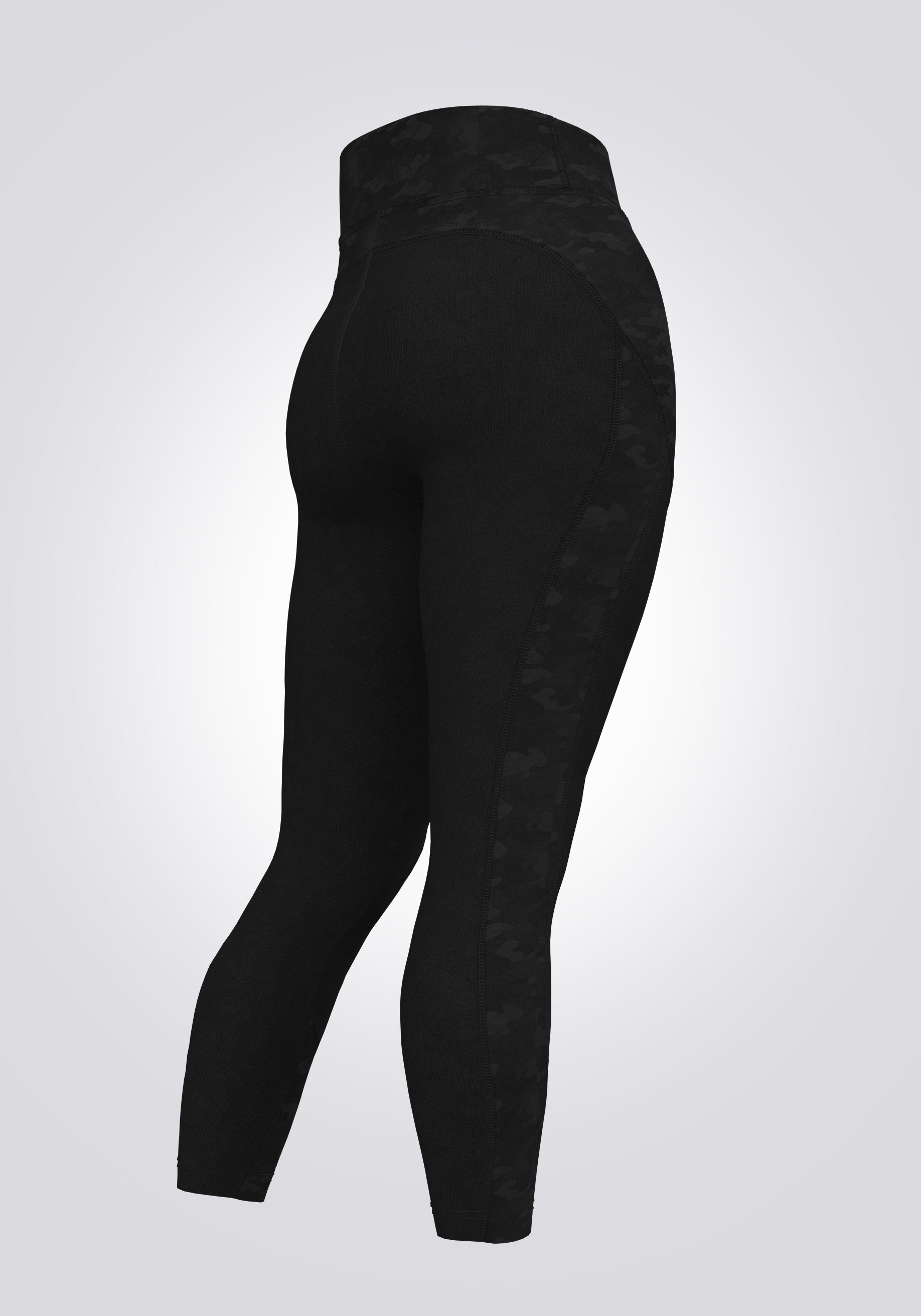 fasheon Black High Waisted Solid Camo Gym Leggings