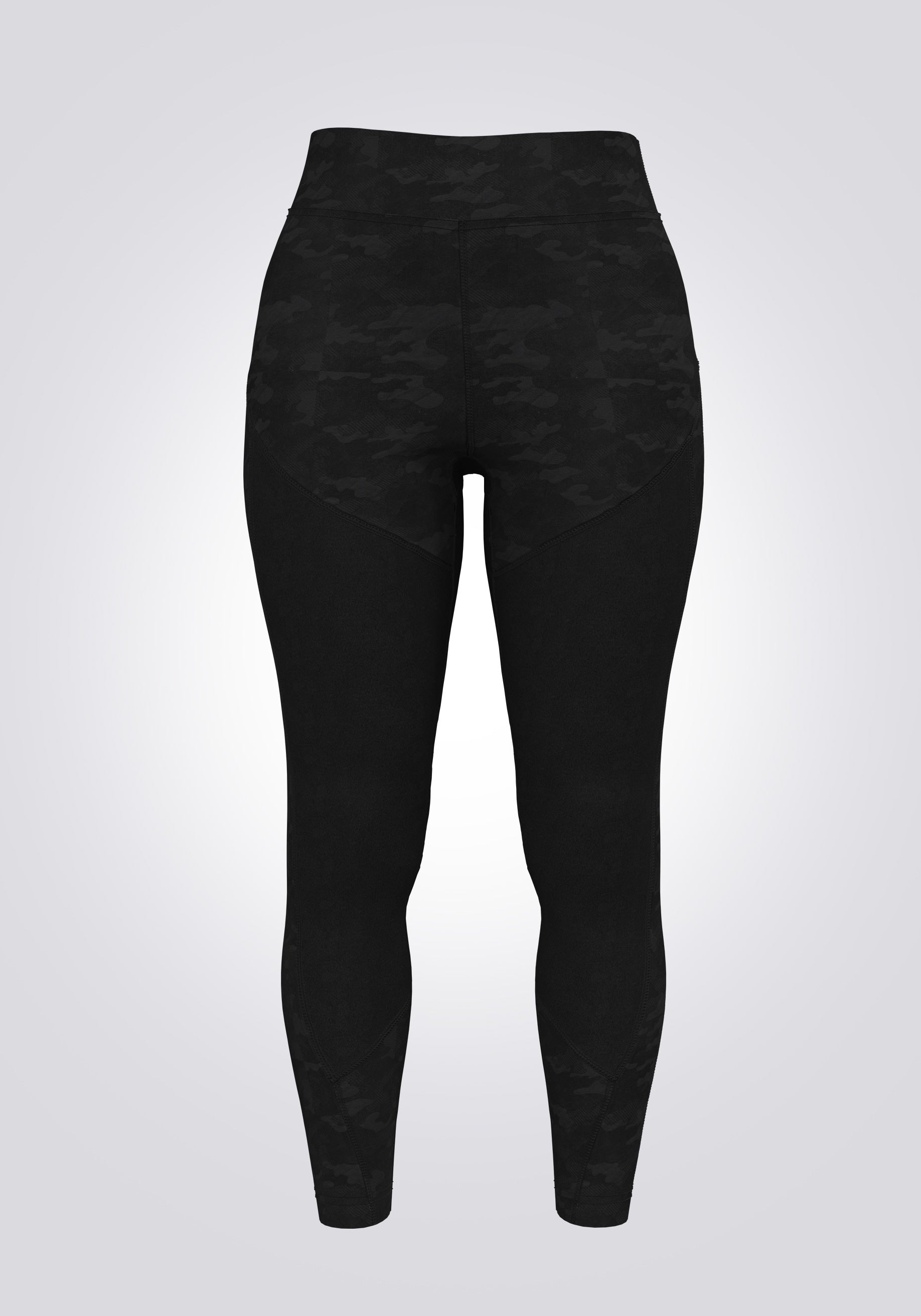 fasheon Black High Waisted Solid Camo Gym Leggings