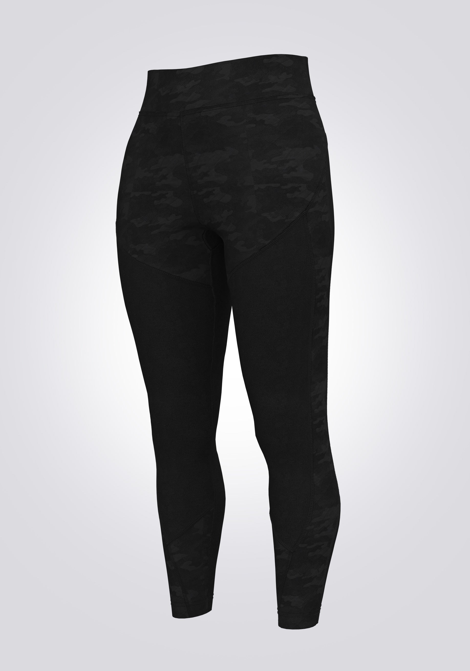 fasheon Black High Waisted Solid Camo Gym Leggings