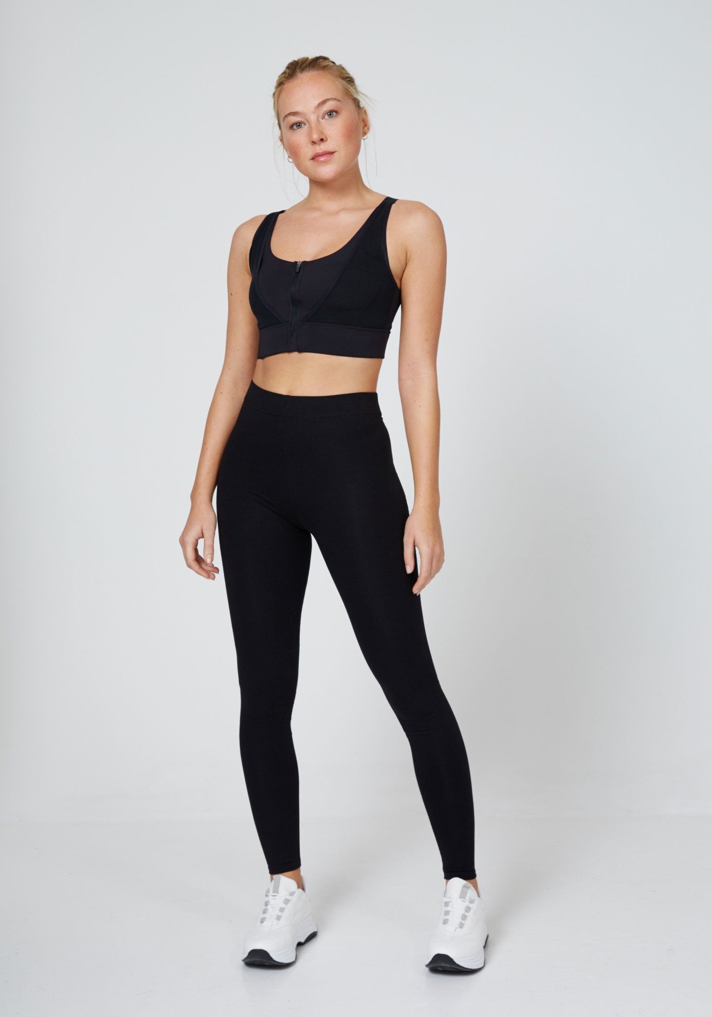 Full Look of Black Classic Full Length Leggings 