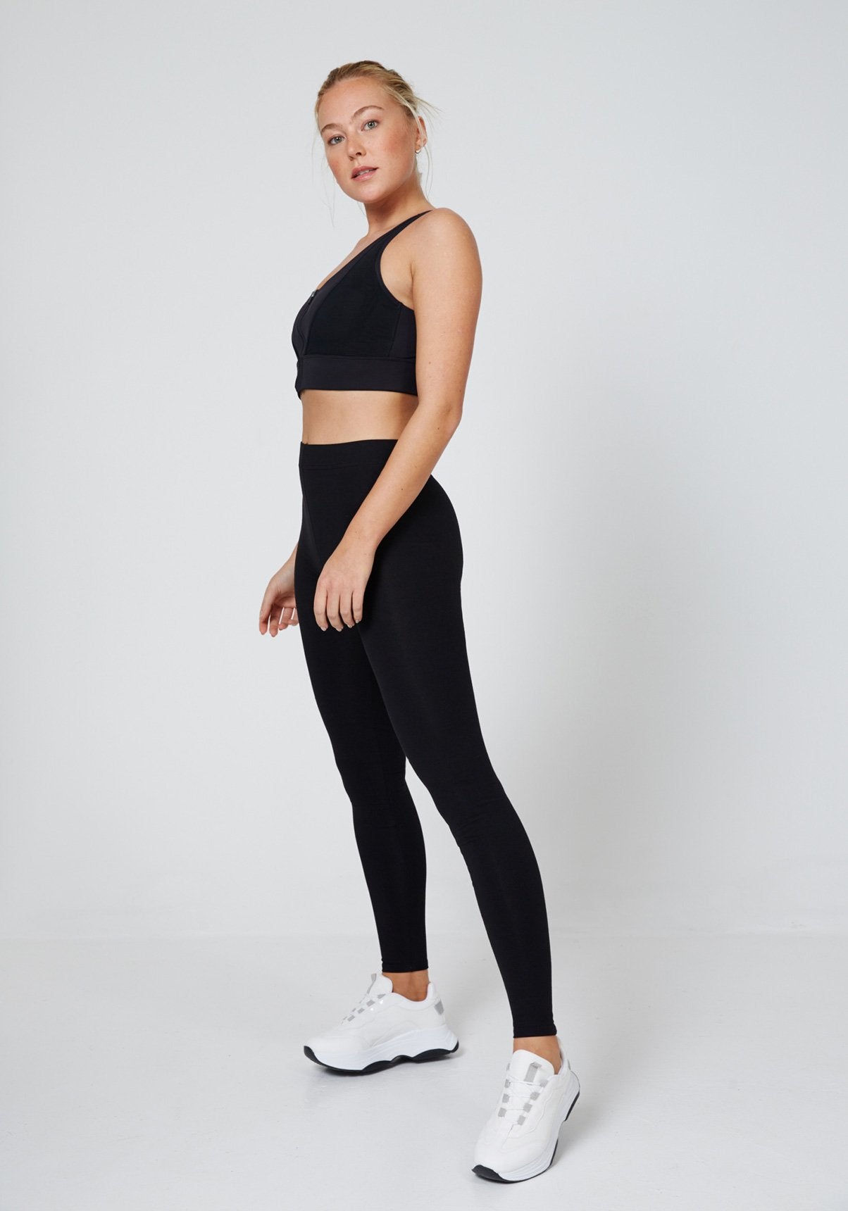 Side Look of Black Classic Full Length Leggings